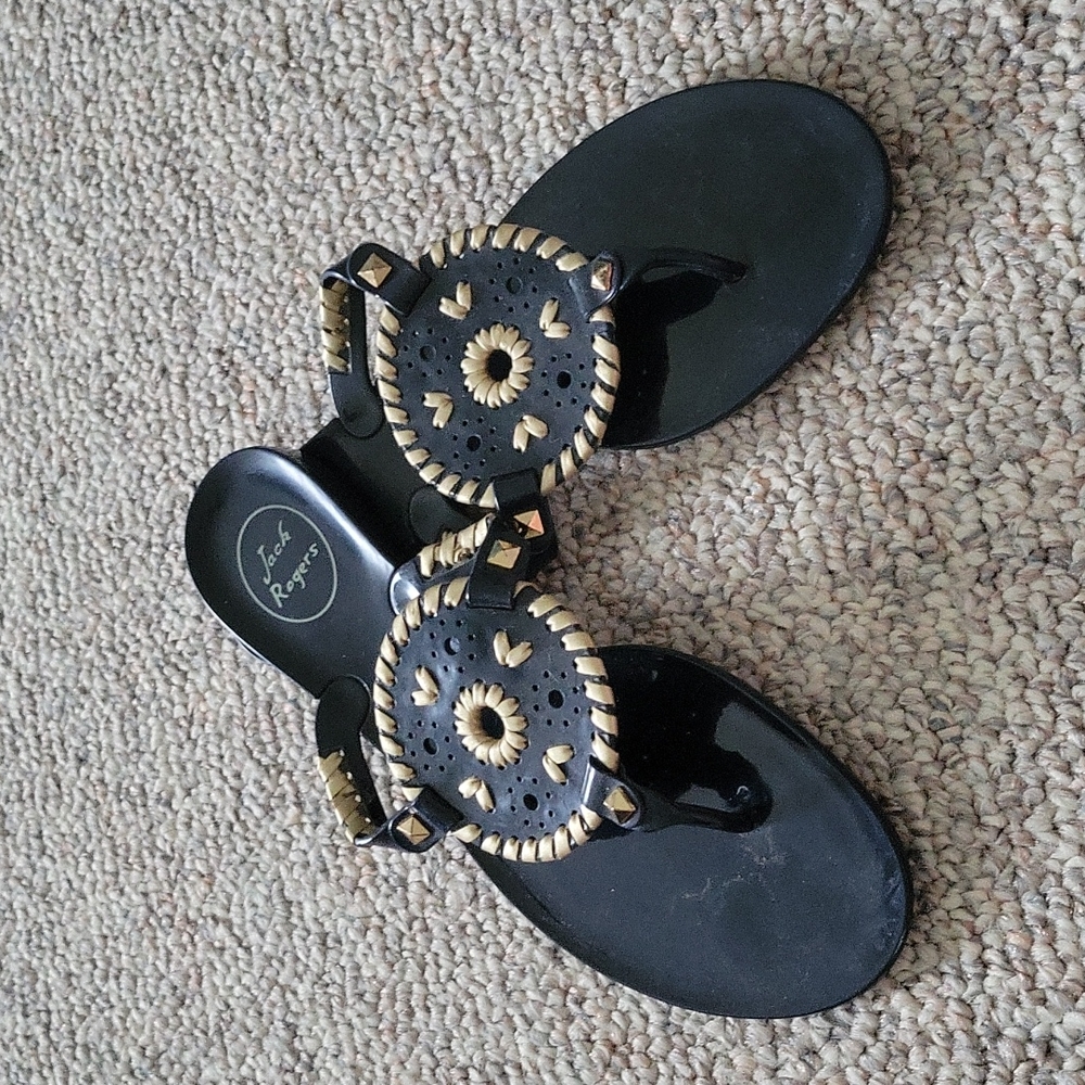 Navy Jack Rogers jelly sandals